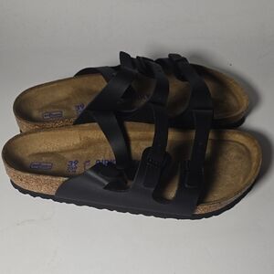 Birkenstock Black and Tan Women's Sandals